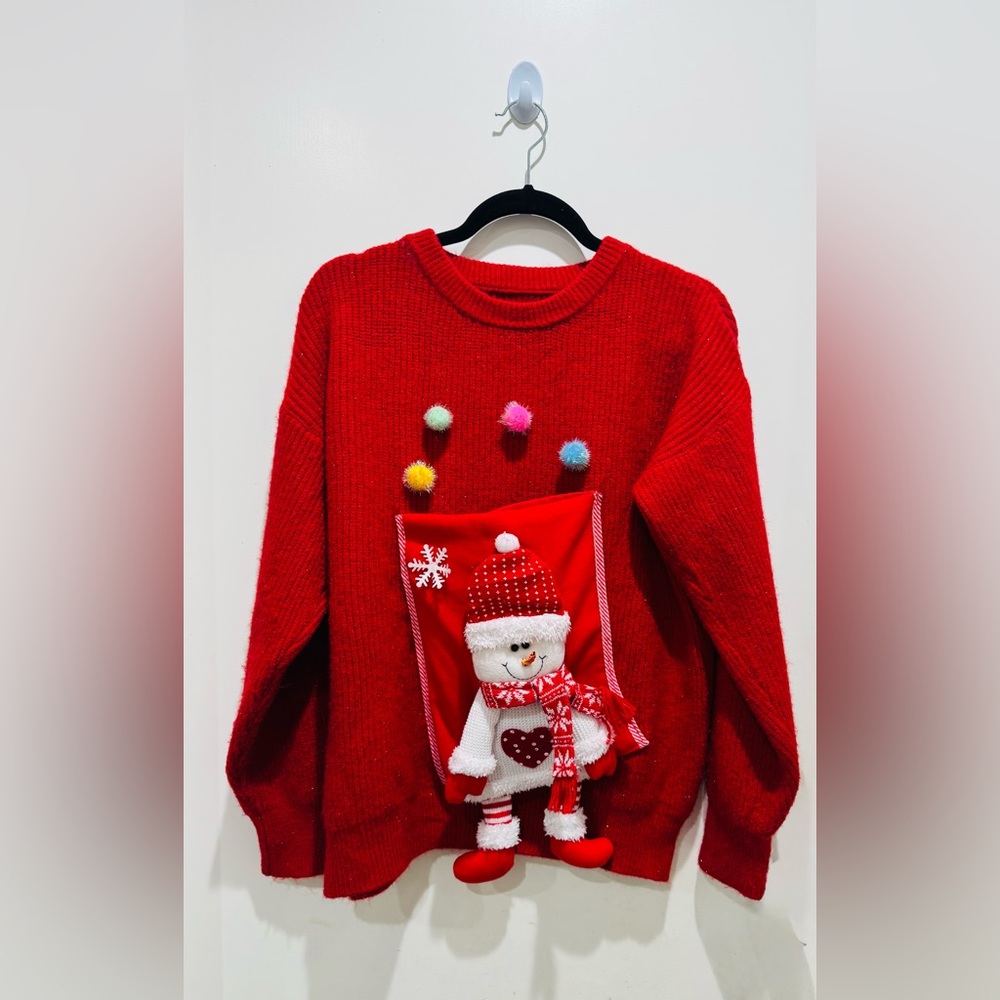 Cozy Red Snowman Sweater